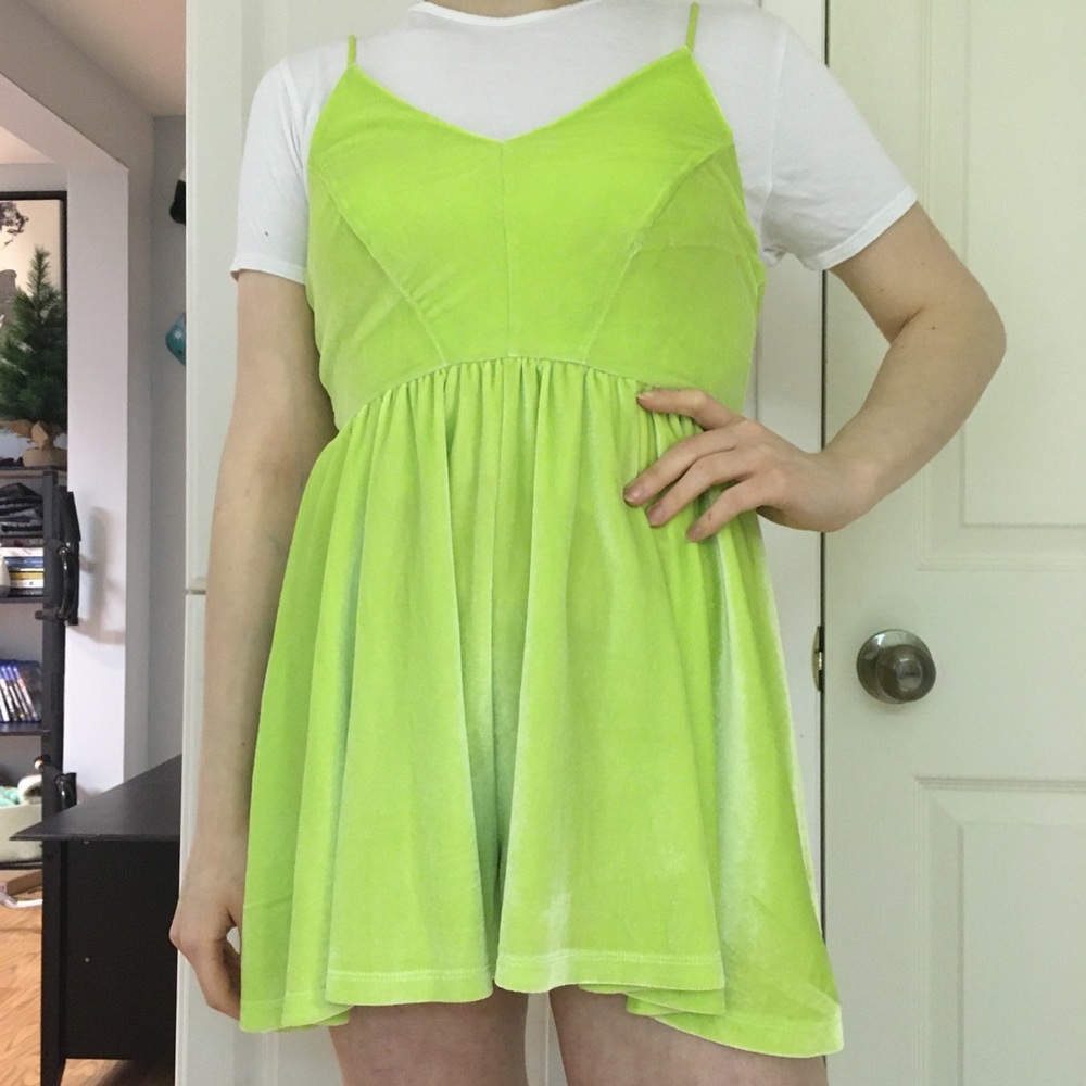 Velvet Lime Green Romper